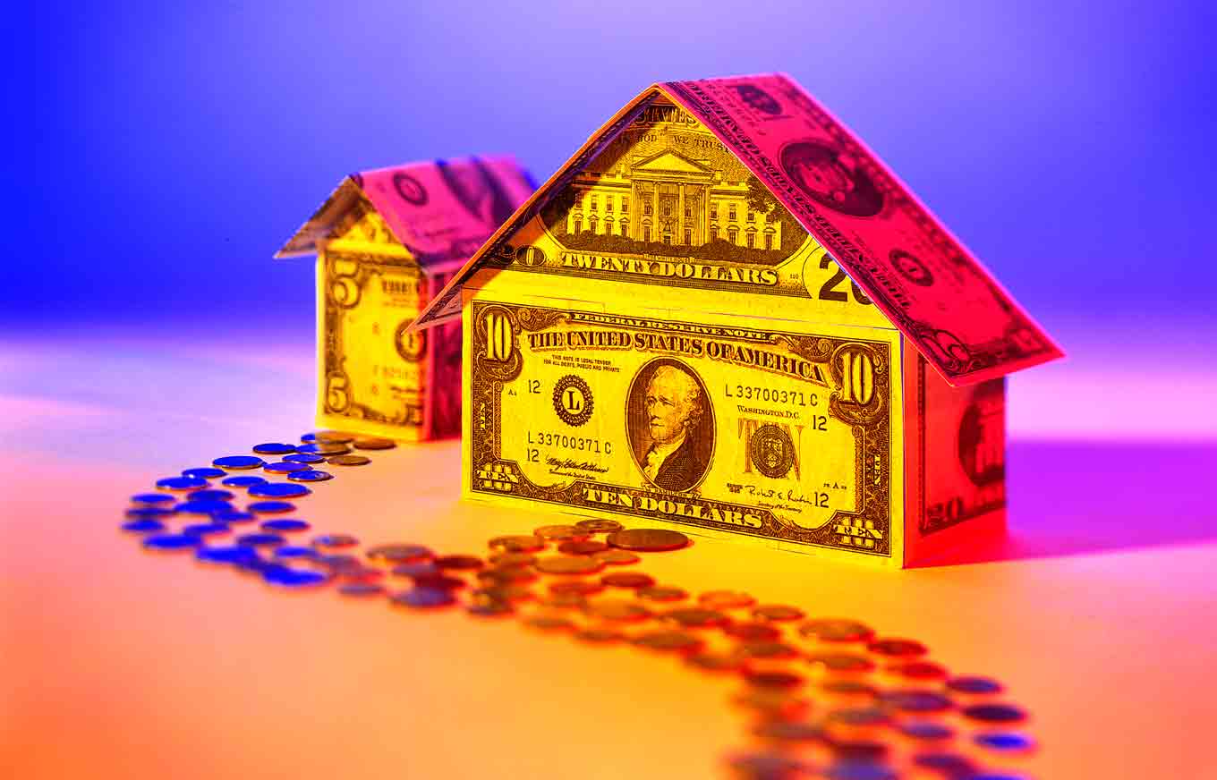 multicolored house made of money with path of penny to illustrate second chance loans