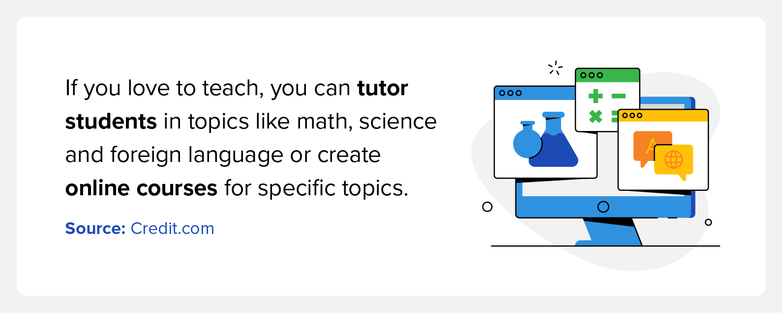 You can make money online as a tutor teaching science, math, foreign languages, and other common subjects.